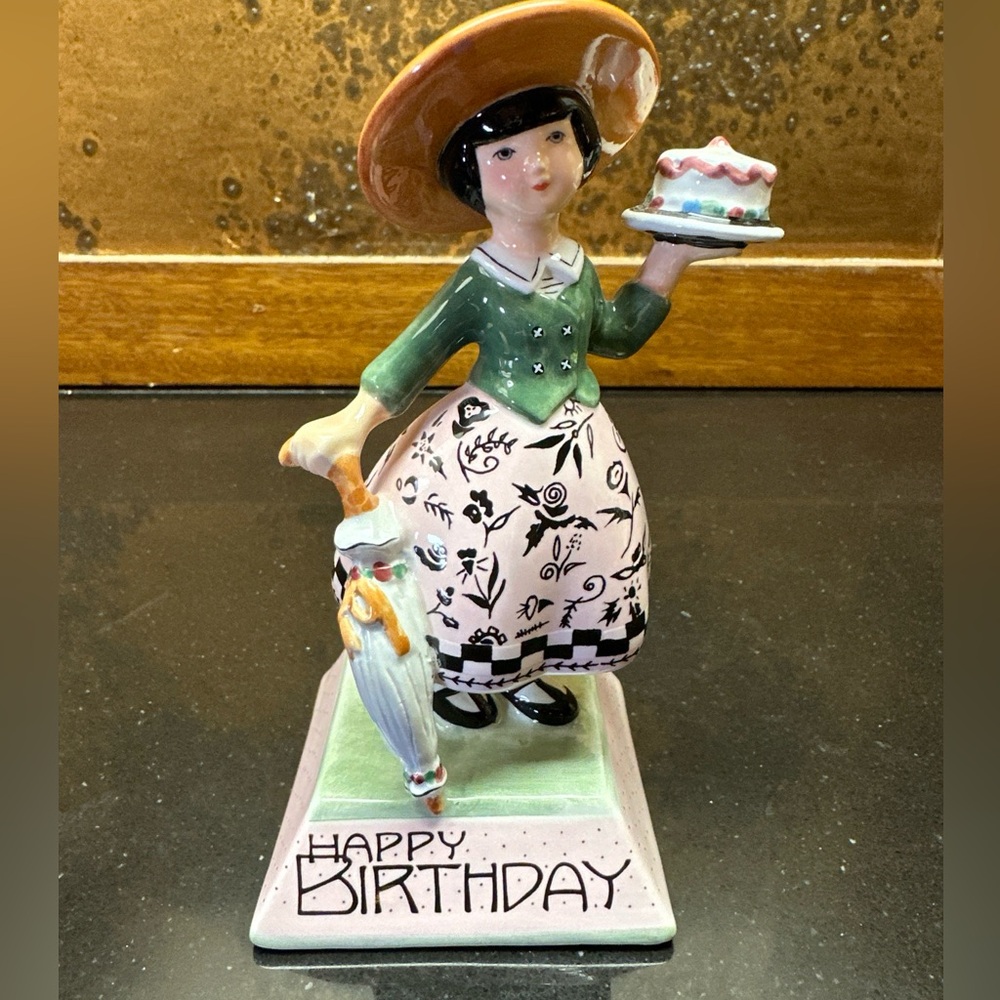 Mary Engelbreit Happy Birthday Umbrella Cake Lady Figurine 1995
